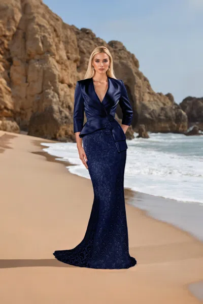 Terani Couture 252m5310 Two Piece Long Mother Of The Bride Dress In Blue