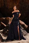 Terani Couture 252m5317 Long Formal Fitted Evening Dress In Blue