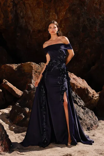 Terani Couture 252m5317 Long Formal Fitted Evening Dress In Blue