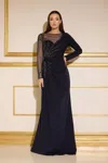Terani Couture 252m5341 Long Sleeve Formal Mother Of The Bride Dress In Black