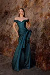 Terani Couture 252m5364 Long Fitted Formal Peplum Evening Dress In Blue