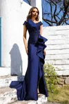 Terani Couture 252m5521 Long Formal Ruffle Slit Evening Dress In Multi