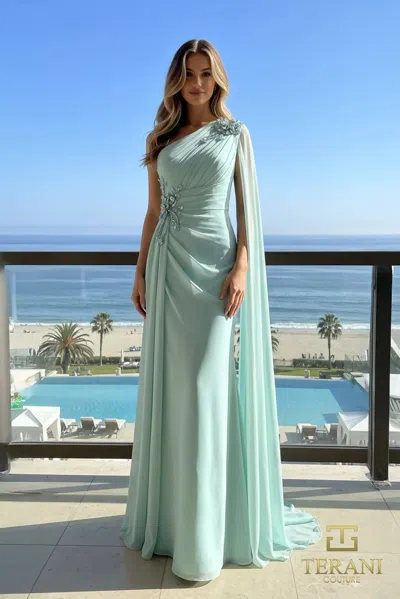 Terani Couture 261e6205 Long Beaded Evening Formal Dress In Metallic
