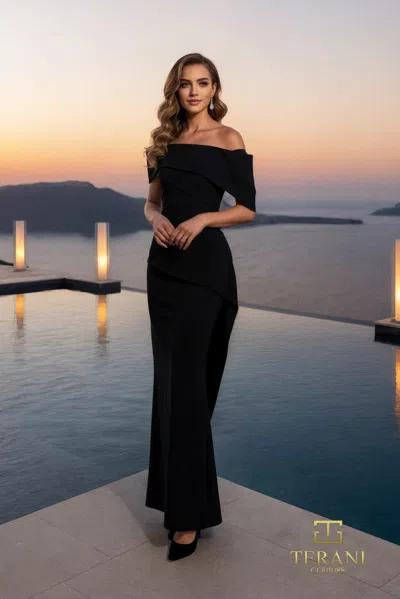 Terani Couture 261e6213 Fitted Long Evening Formal Dress In Black