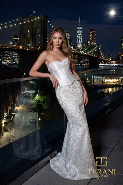 Terani Couture 261e6238 Long Bridal Mermaid Wedding Dress In Brown