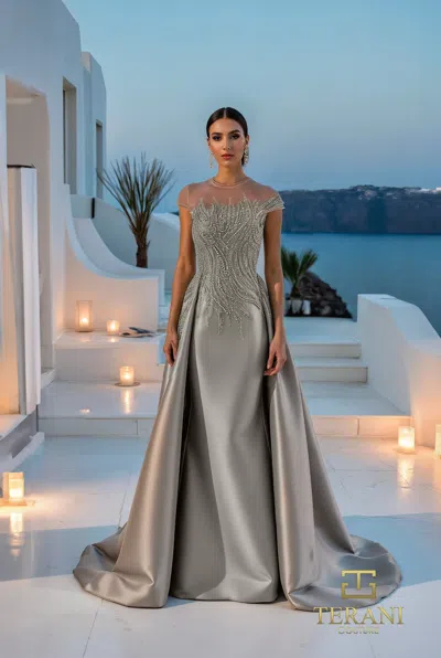 Terani Couture 261e6254 Long Mother Of The Bride Formal Dress In Silver