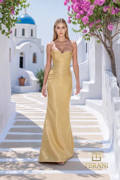 Terani Couture 261e6292 Fitted Long Formal Prom Dress In Yellow