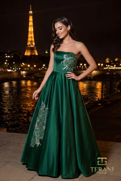 Terani Couture 261e6544 Long Ball Gown Formal Prom Dress In Green