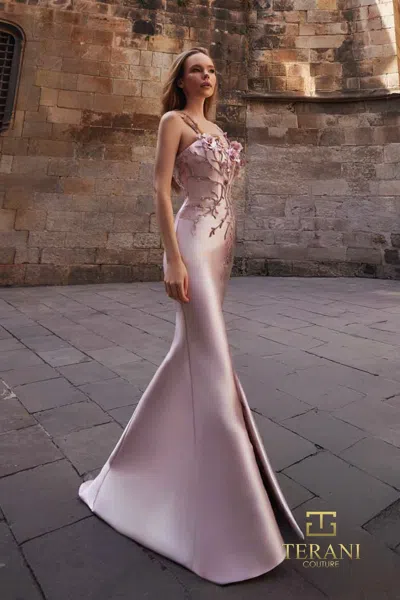 Terani Couture 261e6632 Slit Long Formal Fitted Prom Dress In Pink