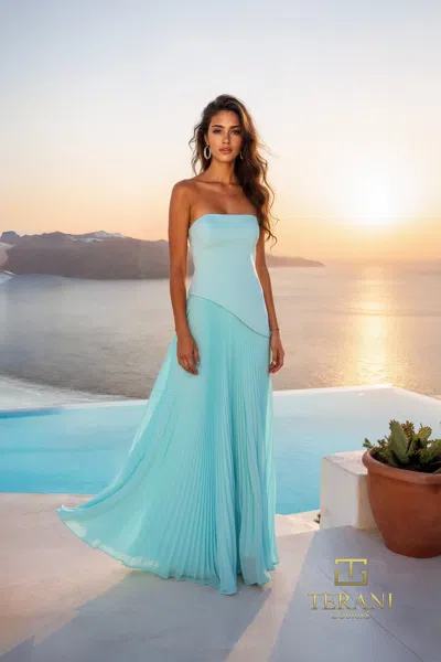 Terani Couture 261e6736 Long Formal A Line Prom Dress In Blue