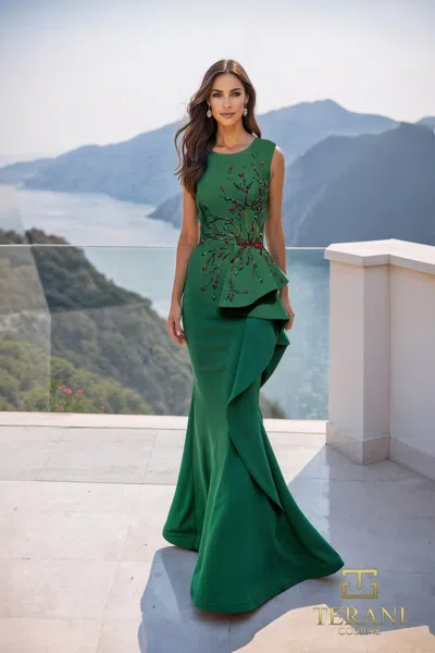 Terani Couture 261e6750 Long Formal Mermaid Evening Dress In Green