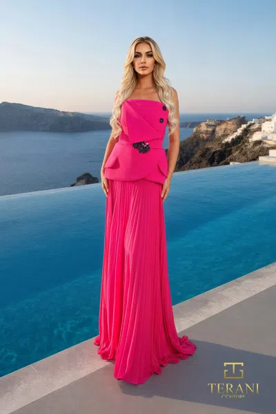 Terani Couture 261e6755 A Line Long Formal Prom Dress In Pink