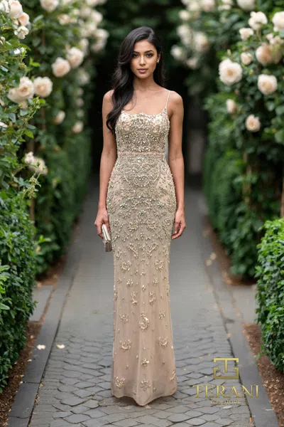 Terani Couture 261gl6366 Beaded Long Formal Prom Dress In Black