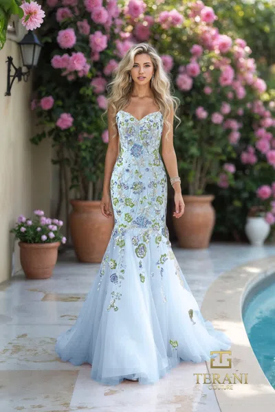 Terani Couture 261p6193 Beaded Mermaid Long Formal Prom Dress In Red