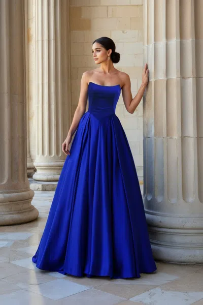 Terani Couture 261p6194 Long Ball Gown Prom Dress In Blue