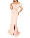 Terani Couture 3d Flower Beads Solid Maxi Dress In Gold