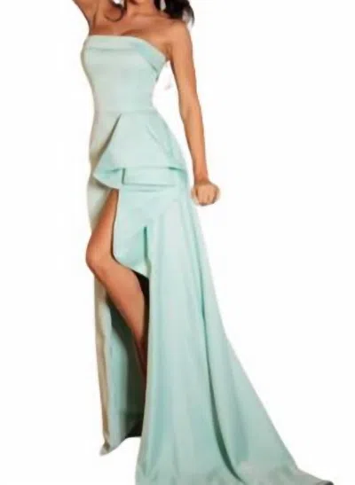 Terani Couture A-line Evening Gown In Pistachio In Blue