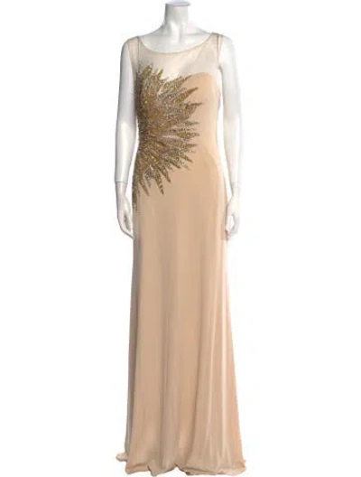 Pre-owned Terani Couture Bateau Neckline Long Dress W/ Tags In Neutral