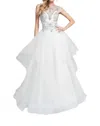 Terani Couture Beaded Sheer Illusion Prom Dress In Ivory In Multi