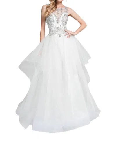 Terani Couture Beaded Sheer Illusion Prom Dress In Ivory In White