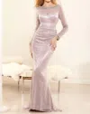 Terani Couture Beaded Sheer Mesh Gown In Rose