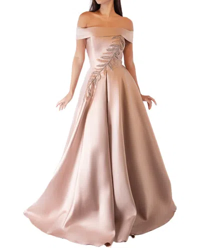 Terani Couture Cascade Front Dress In Gold