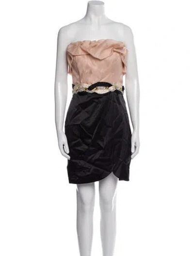 Pre-owned Terani Couture Colorblock Pattern Mini Dress In Multi