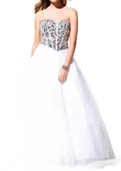 Terani Couture Corset Beaded Prom Dress In White