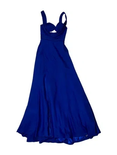 Pre-owned Terani Couture Cowl Neck Long Dress W/ Tags In Blue