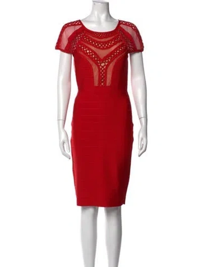 Pre-owned Terani Couture Crew Neck Knee-length Dress In Red