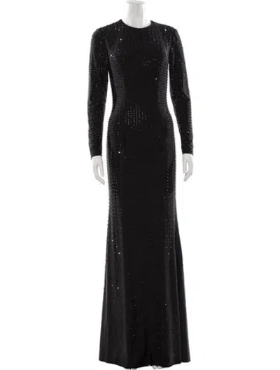 Pre-owned Terani Couture Crew Neck Long Dress In Black