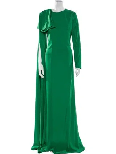Pre-owned Terani Couture Crew Neck Long Dress In Green