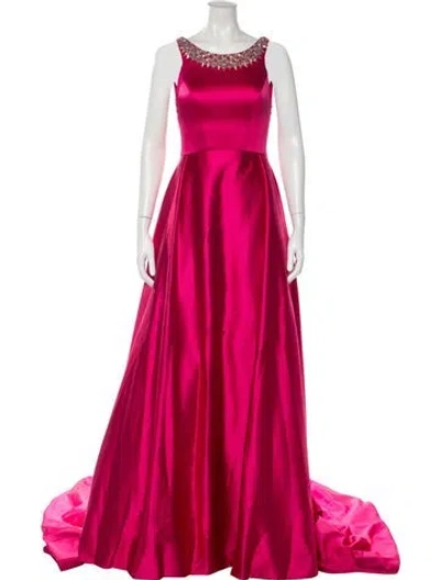 Pre-owned Terani Couture Crew Neck Long Dress In Red