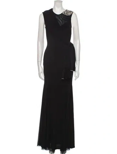 Pre-owned Terani Couture Crew Neck Long Dress W/ Tags In Black