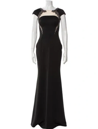 Pre-owned Terani Couture Crew Neck Long Dress W/ Tags In Black