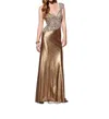 Terani Couture Crystals Sequin Prom Dress In Bronze In Gold
