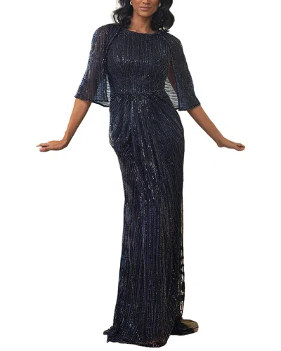 Terani Couture Embellished Maxi Dress In Blue