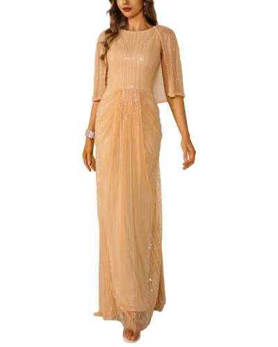 Terani Couture Embellished Maxi Dress In Gold