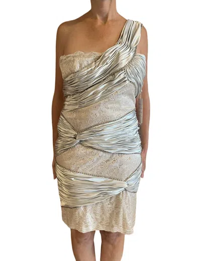 Terani Couture Embellished Sheath Dress In Silver In Beige