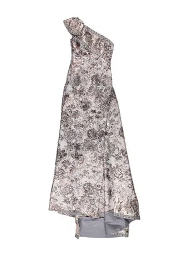 Pre-owned Terani Couture Floral Print Long Dress In Neutral