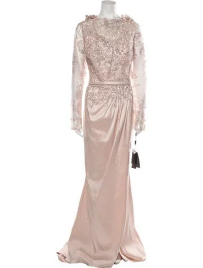 Pre-owned Terani Couture Floral Print Long Dress W/ Tags In Pink