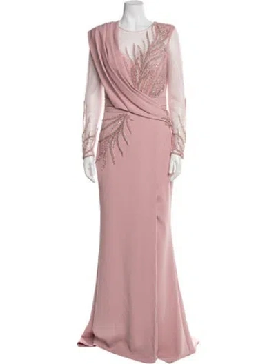 Pre-owned Terani Couture Graphic Print Long Dress W/ Tags In Pink