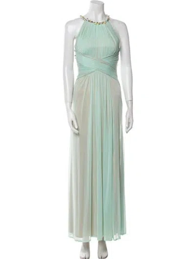 Pre-owned Terani Couture Halterneck Long Dress In Green