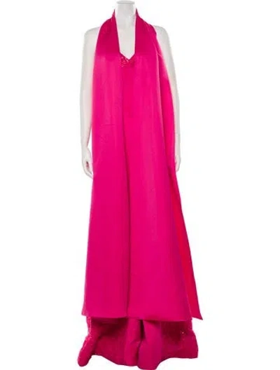 Pre-owned Terani Couture Halterneck Long Dress In Pink