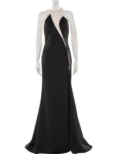 Pre-owned Terani Couture Halterneck Long Dress W/ Tags In Black
