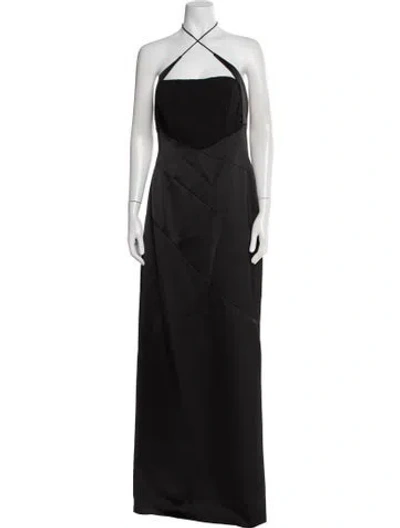 Pre-owned Terani Couture Halterneck Long Dress W/ Tags In Black
