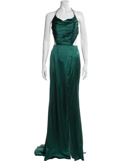 Pre-owned Terani Couture Halterneck Long Dress W/ Tags In Green