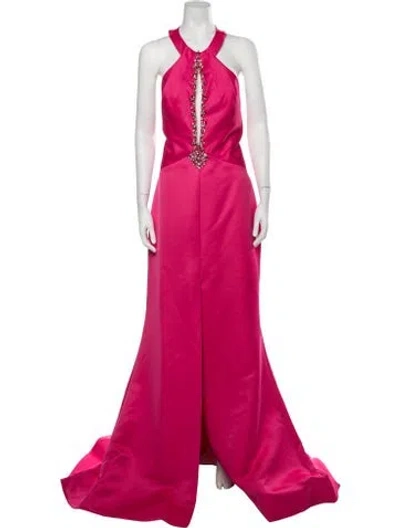 Pre-owned Terani Couture Halterneck Long Dress W/ Tags In Pink