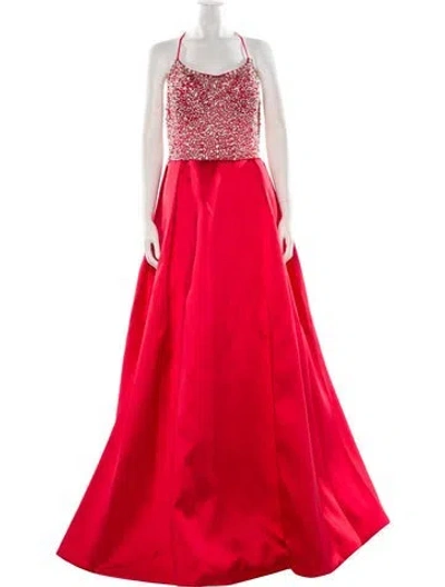 Pre-owned Terani Couture Halterneck Long Dress W/ Tags In Red