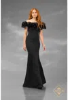 Terani Couture J4642l Long Formal Fitted Ruffle Prom Dress In Black